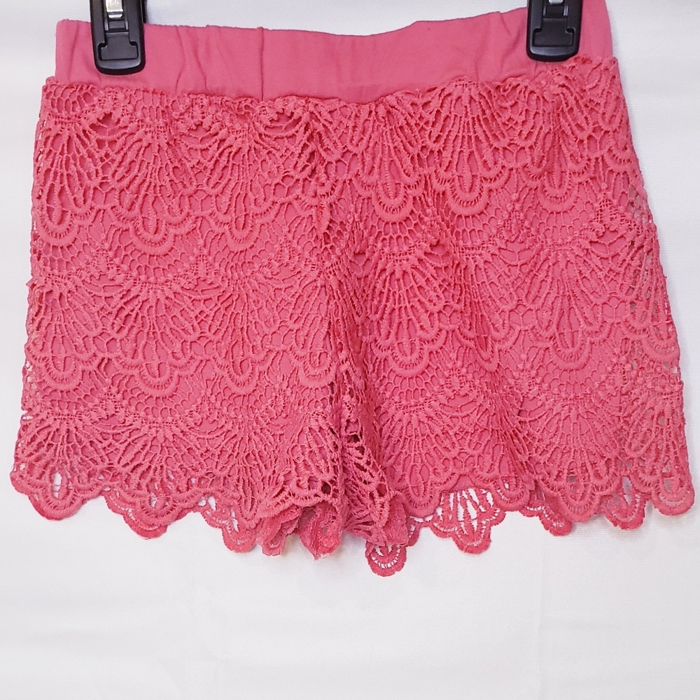 Girls Pink Crochet Shorts